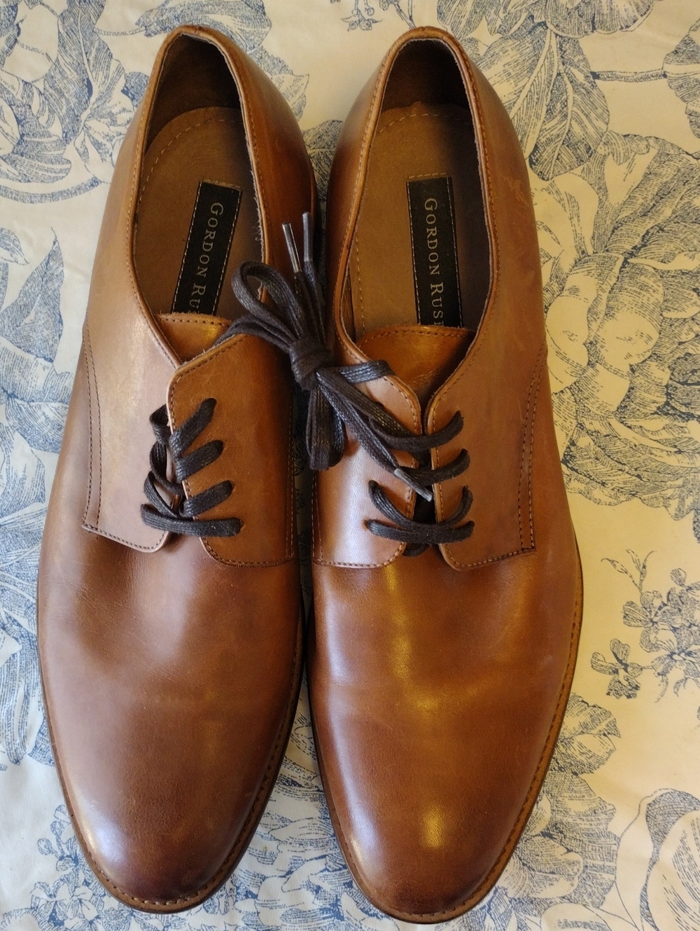 Gordon Rush Cognac Brown Leather Derby Shoes Size 11.5